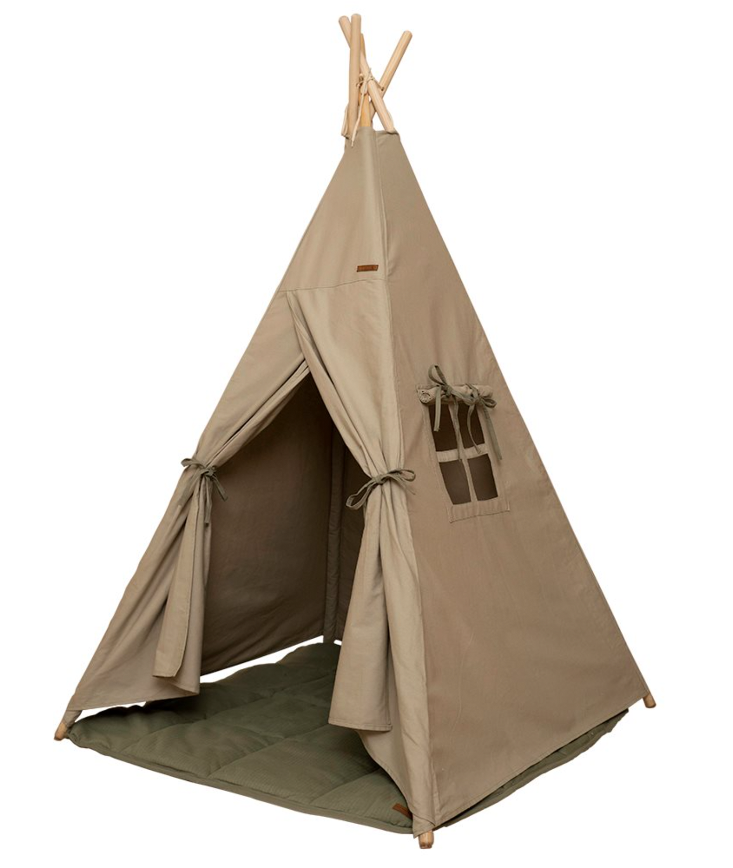 Spielzelt Tipi Zelt aus Stoff inkl. Matte olive