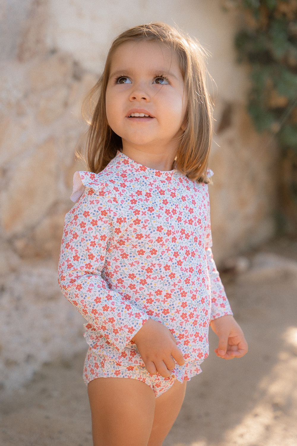 Schwimmshirt mit Rüschen langarm - Sunny Flowers (Gr. 86/92)