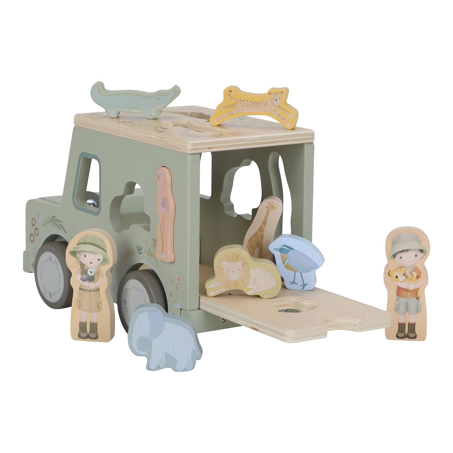 Holz Steckspiel Safari-Auto - Safari Fiends grün