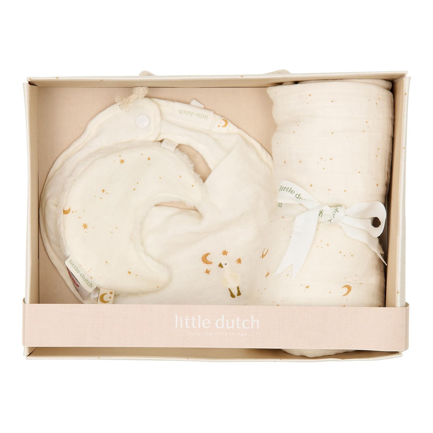 Geschenkset Little Goose Moon & Stars Soft White - Newborn Naturals weiß