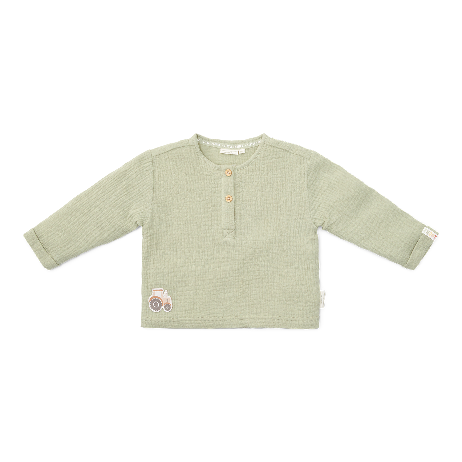 Long Sleeve Shirt / Langarmshirt Musselin Grass Green - Little Farm grün (Gr. 74)