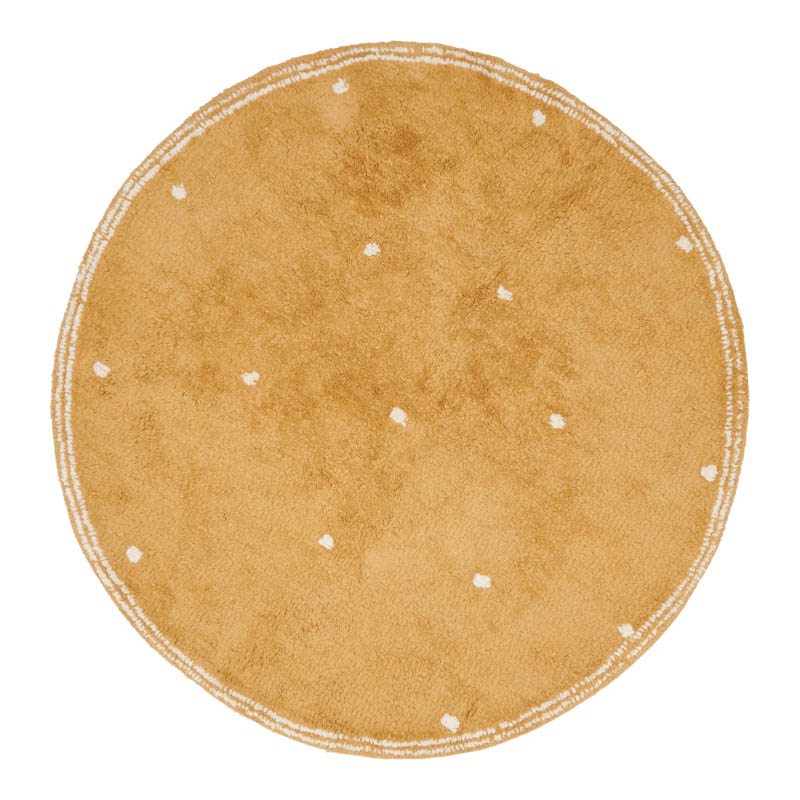 Teppich rund mit Punkten Pure ocker (110x110 cm)
