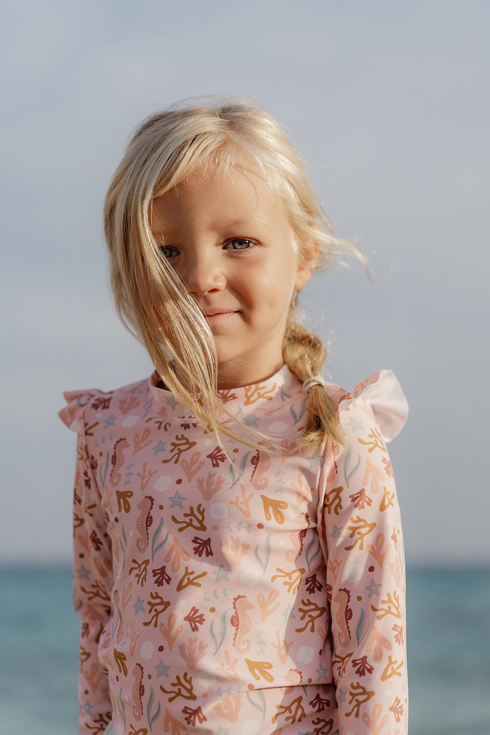 Schwimmshirt mit Rüschen langarm - Ocean Dreams rosa (Gr. 98/104)