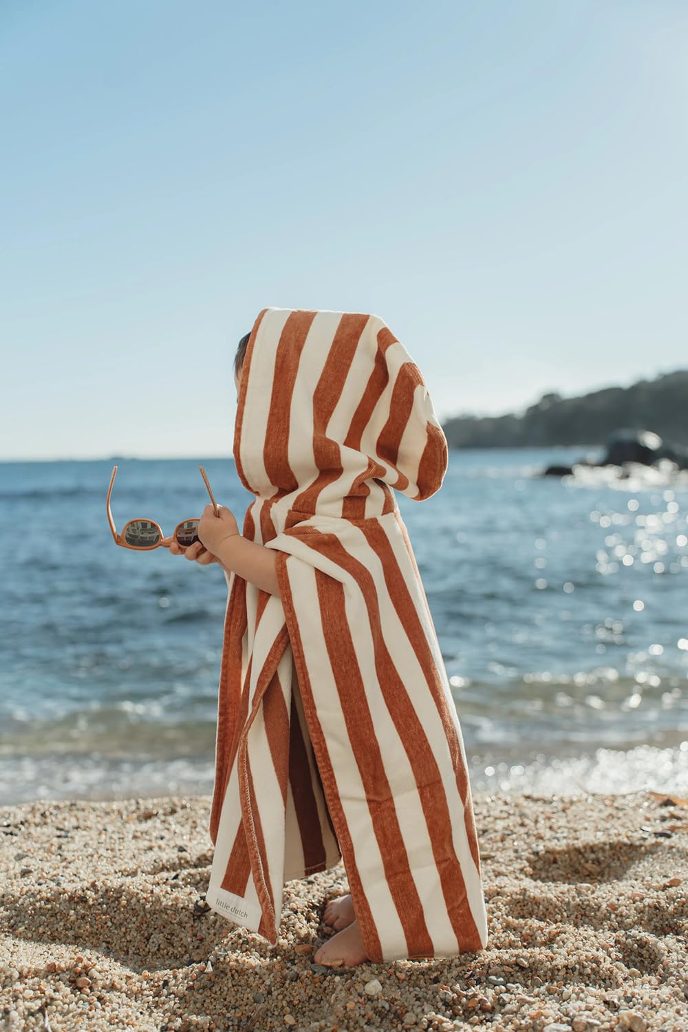 Badeponcho / Strandponcho - Ocean World Brown Stripe braun / weiß