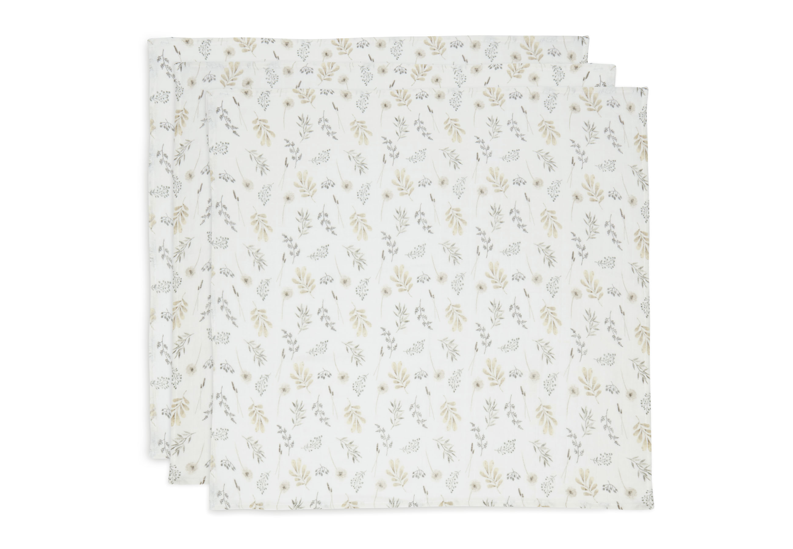 Mulltücher 3er Set Wild Flowers / Wilde Blumen weiß (70x70 cm)