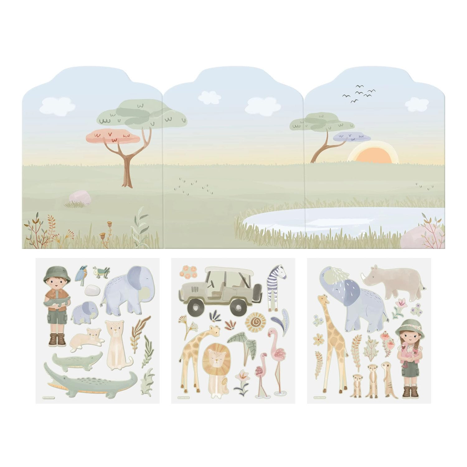 Aufkleber-/ Stickerset Sticker Story wiederverwendbar - Safari Friends