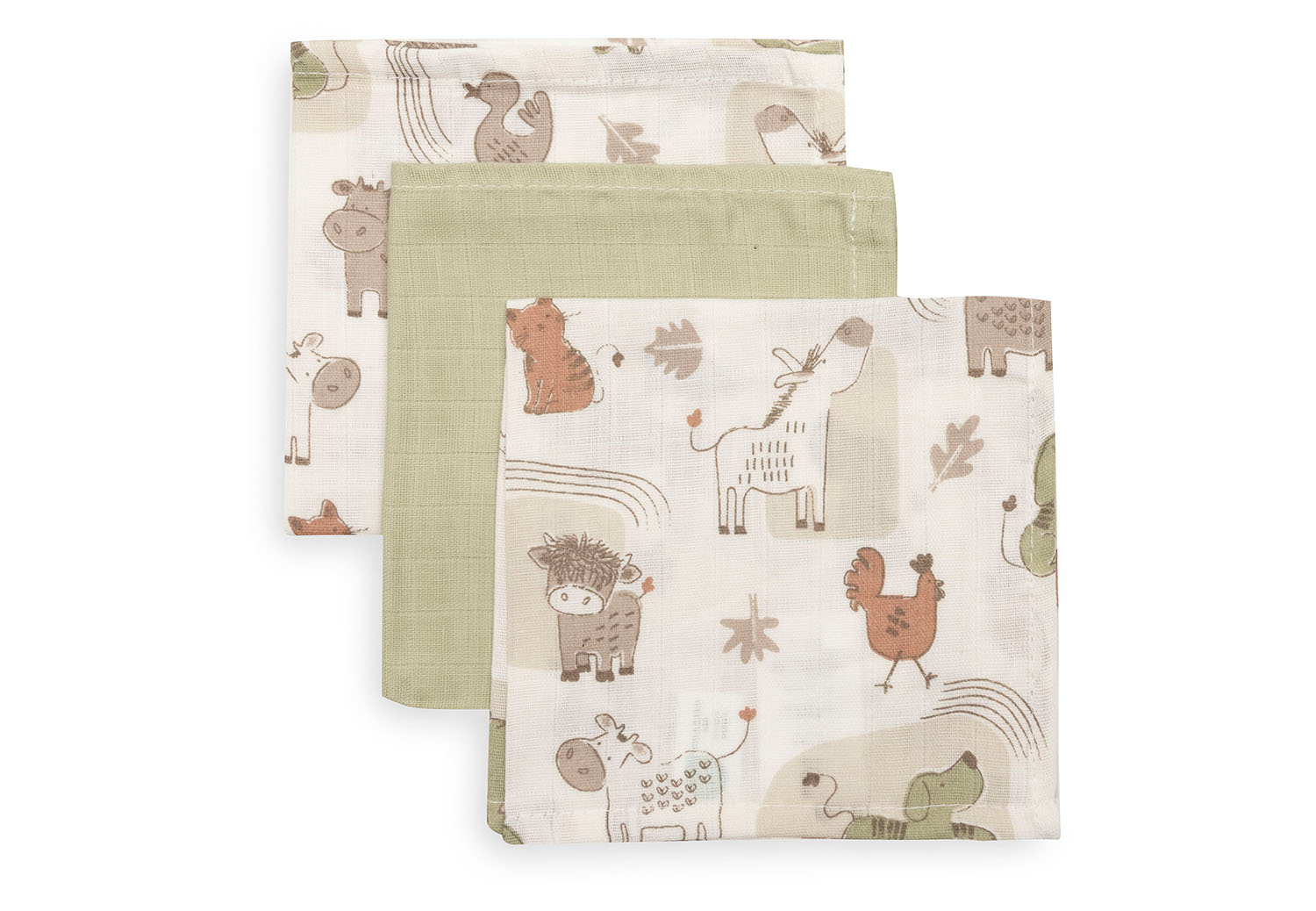 Spucktücher Mundtücher Musselin 3er Set - Barn Buddies (31x31cm)