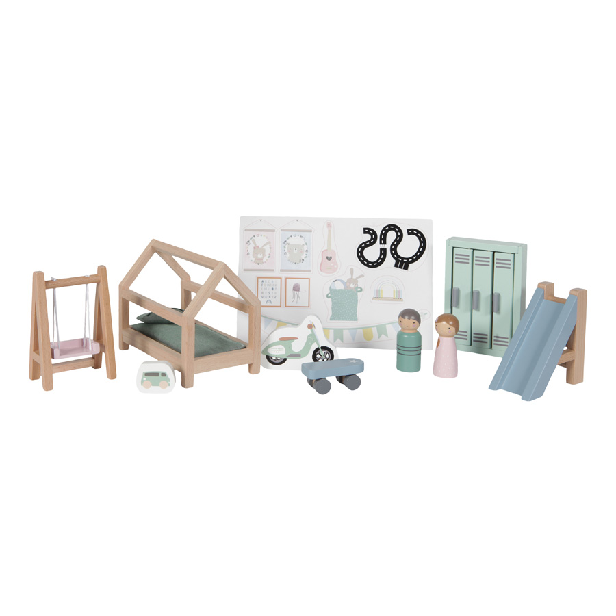 Holz Puppenhaus Zusatz Spielset Kinderzimmer 12-teilig