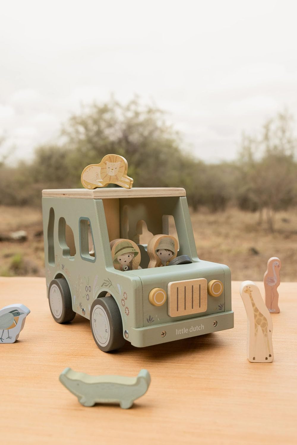 Holz Steckspiel Safari-Auto - Safari Fiends grün