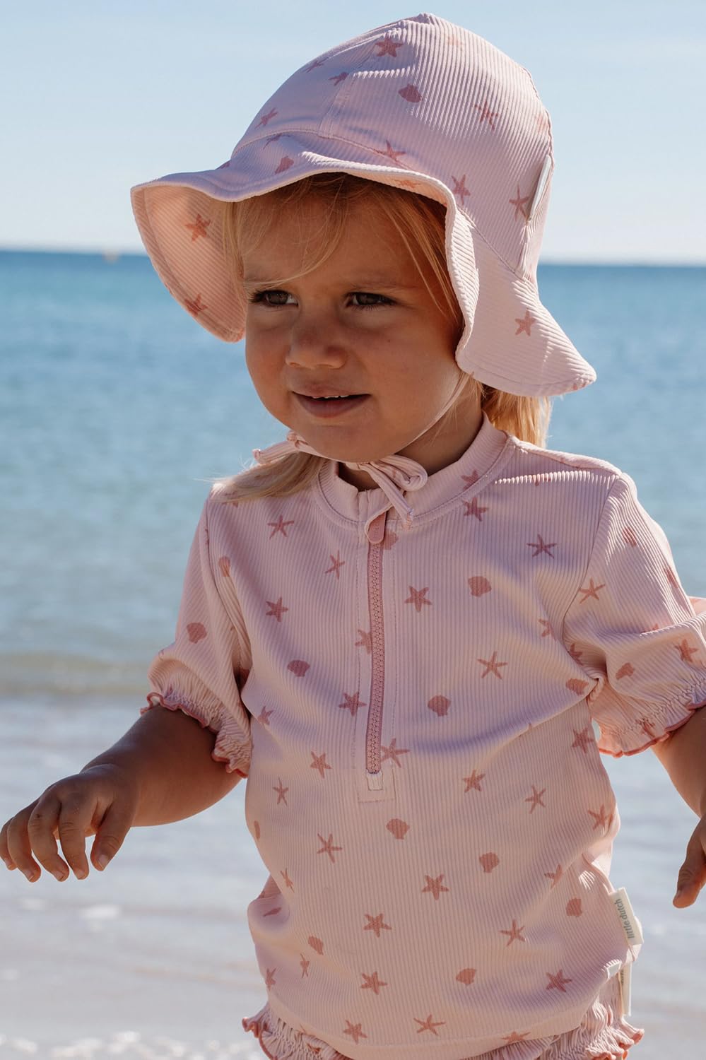 Schwimmshirt mit Rüschen kurzarm - Dreamy Seashells rosa (Gr. 86/92)