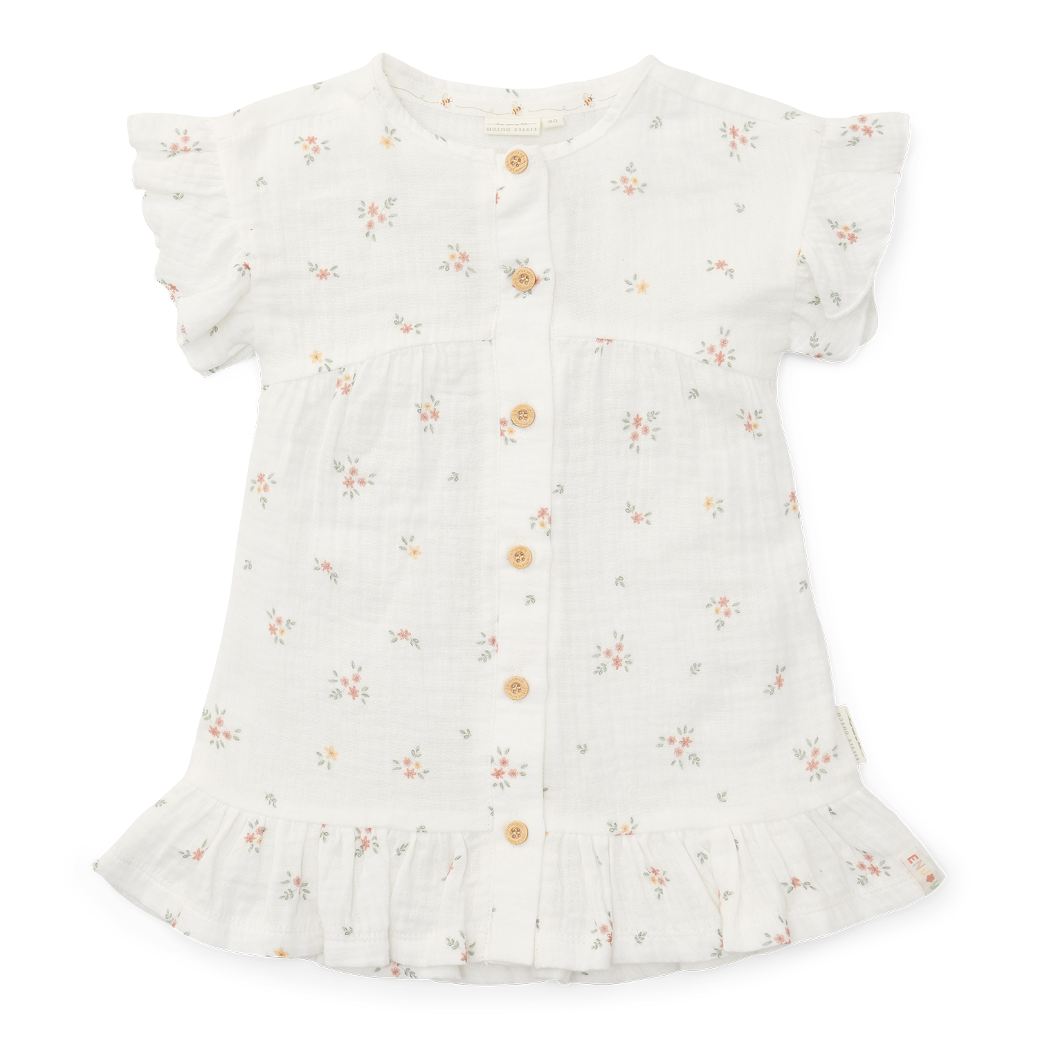 Kleid kurzärmlig mit Rüschen Musselin White Meadows Little Farm weiß (Gr. 86)