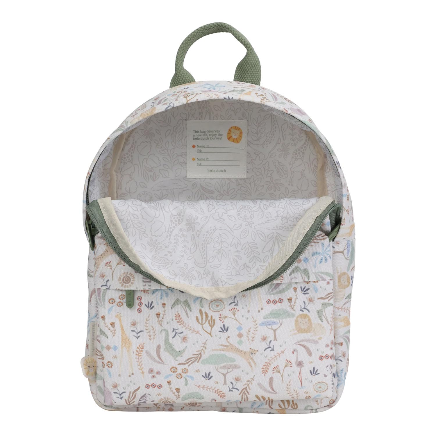 Kinderrucksack Tiere - Safari Friends weiß / grün