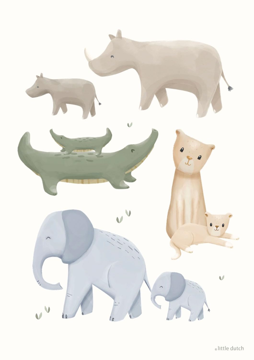 Poster A3 2-seitig Löwe Safari Leo - Safari Friends gelb