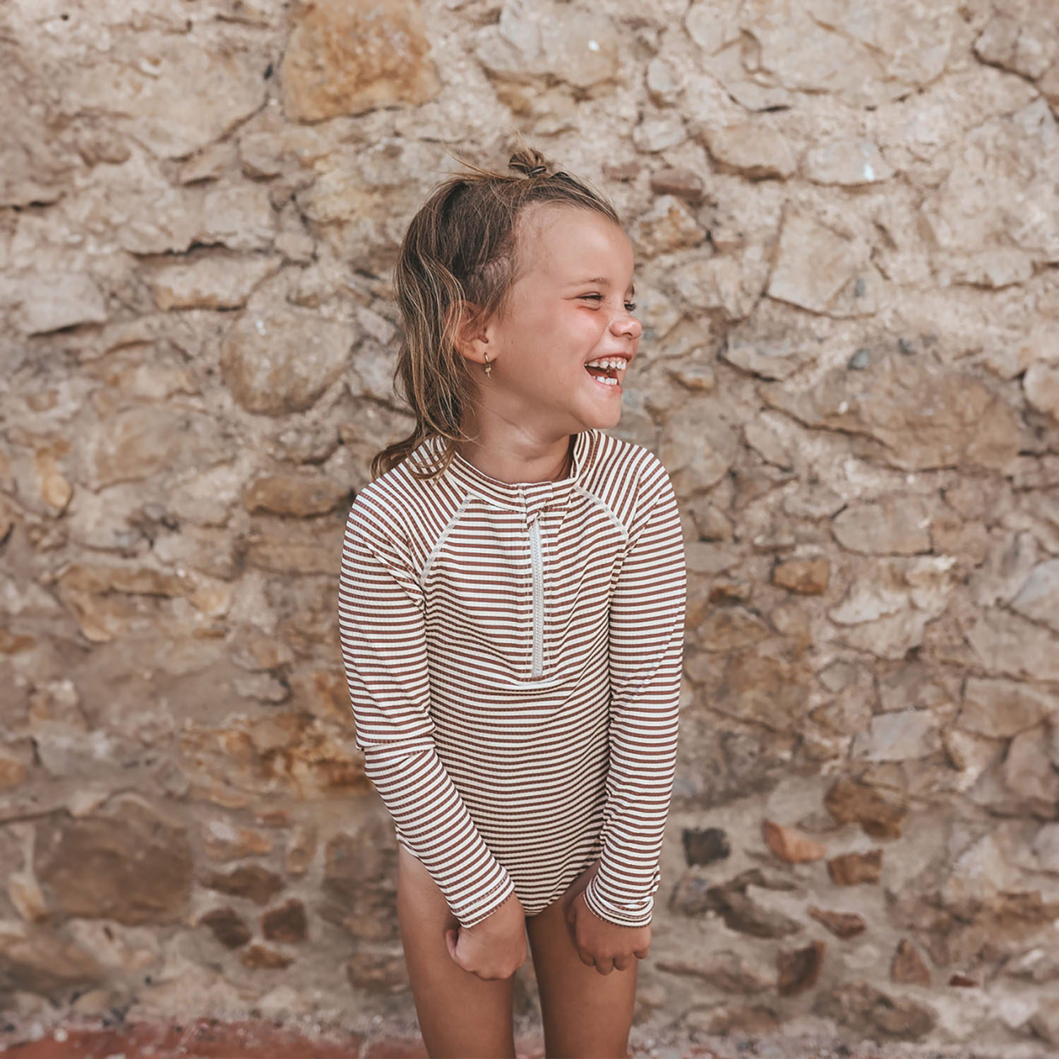 Badeanzug langarm - Rib Stripe / Saskia (Gr. 122/128)