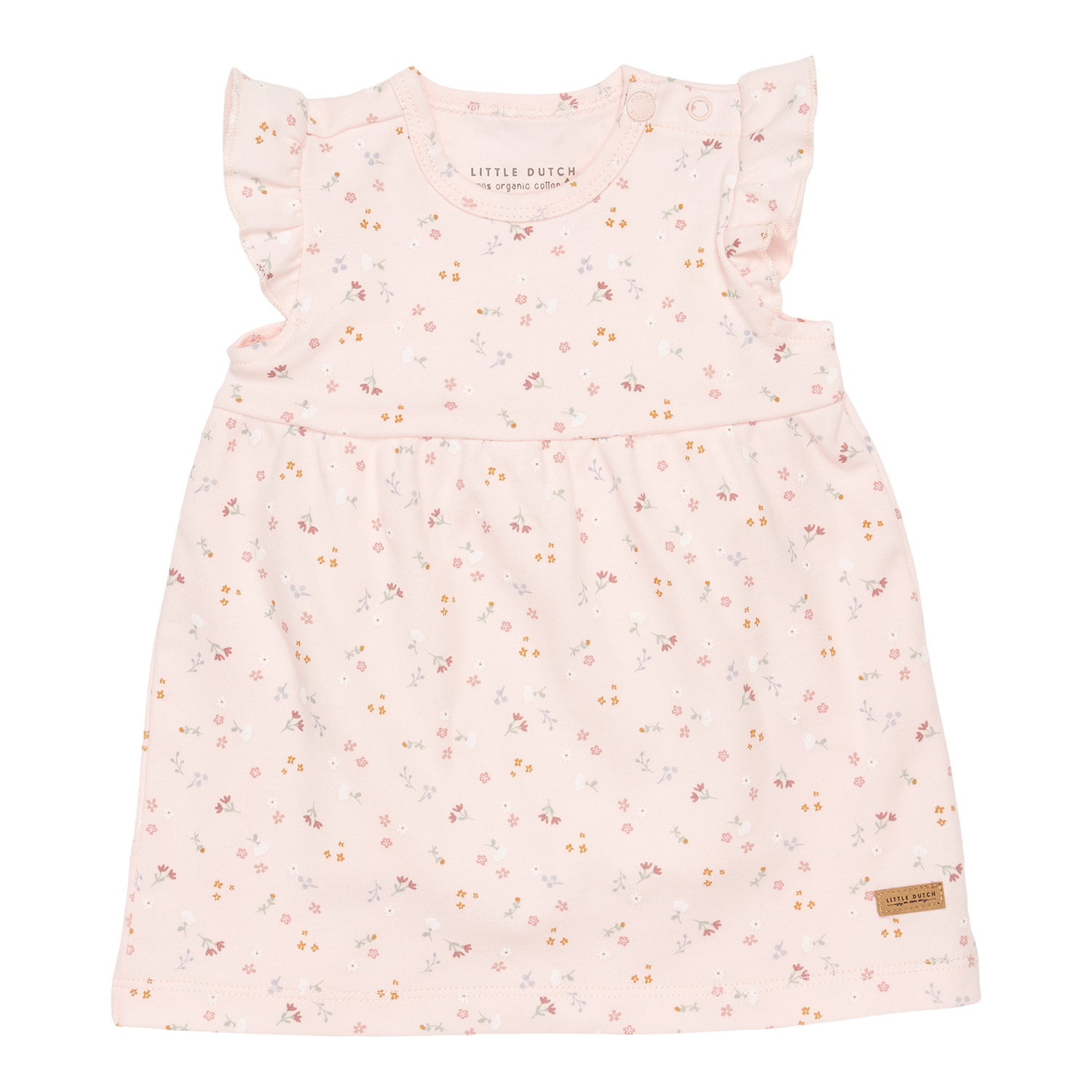 Kleid ärmellos mit Rüschen Little pink Flowers / Kleine pinke Blumen (Gr. 74)