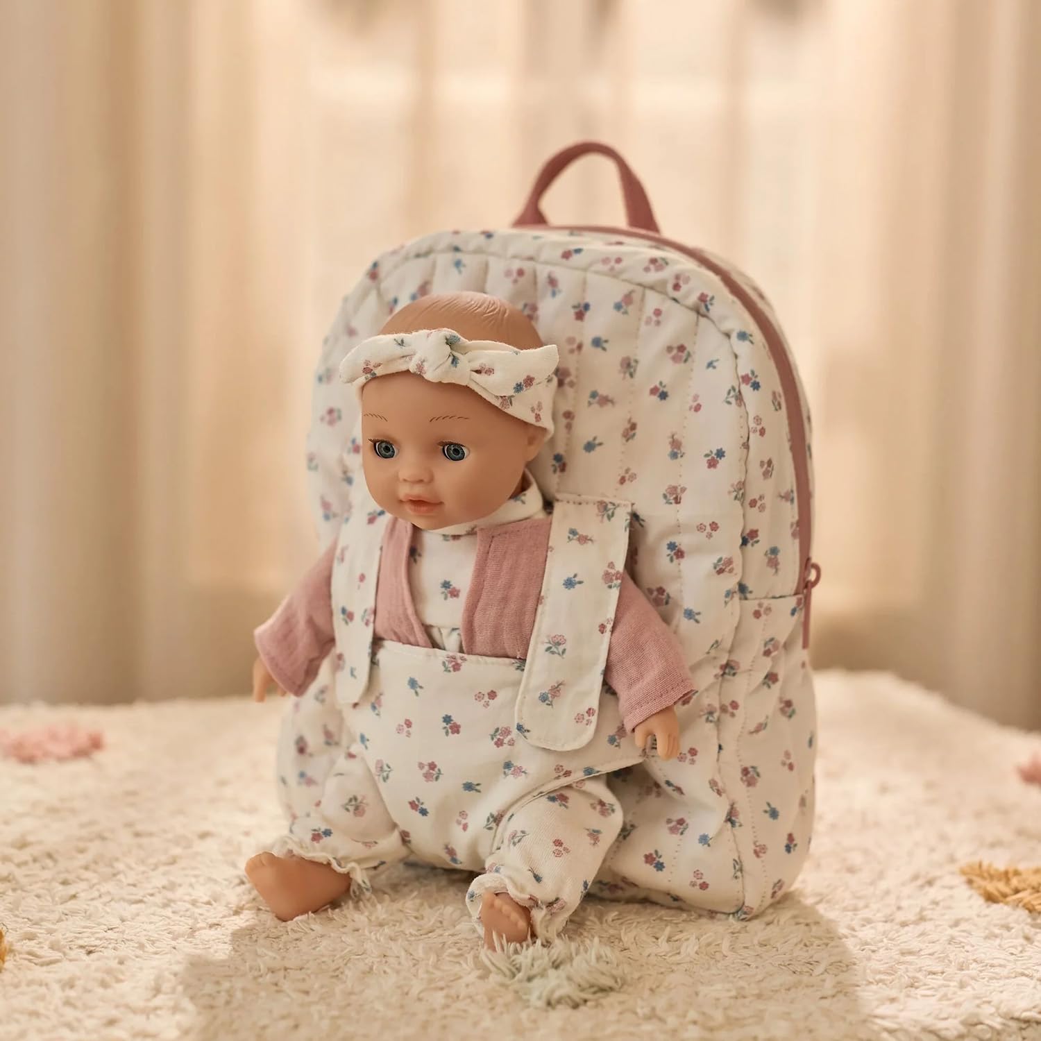 Puppenrucksack 2-in-1 - Essentials rosa/weiß