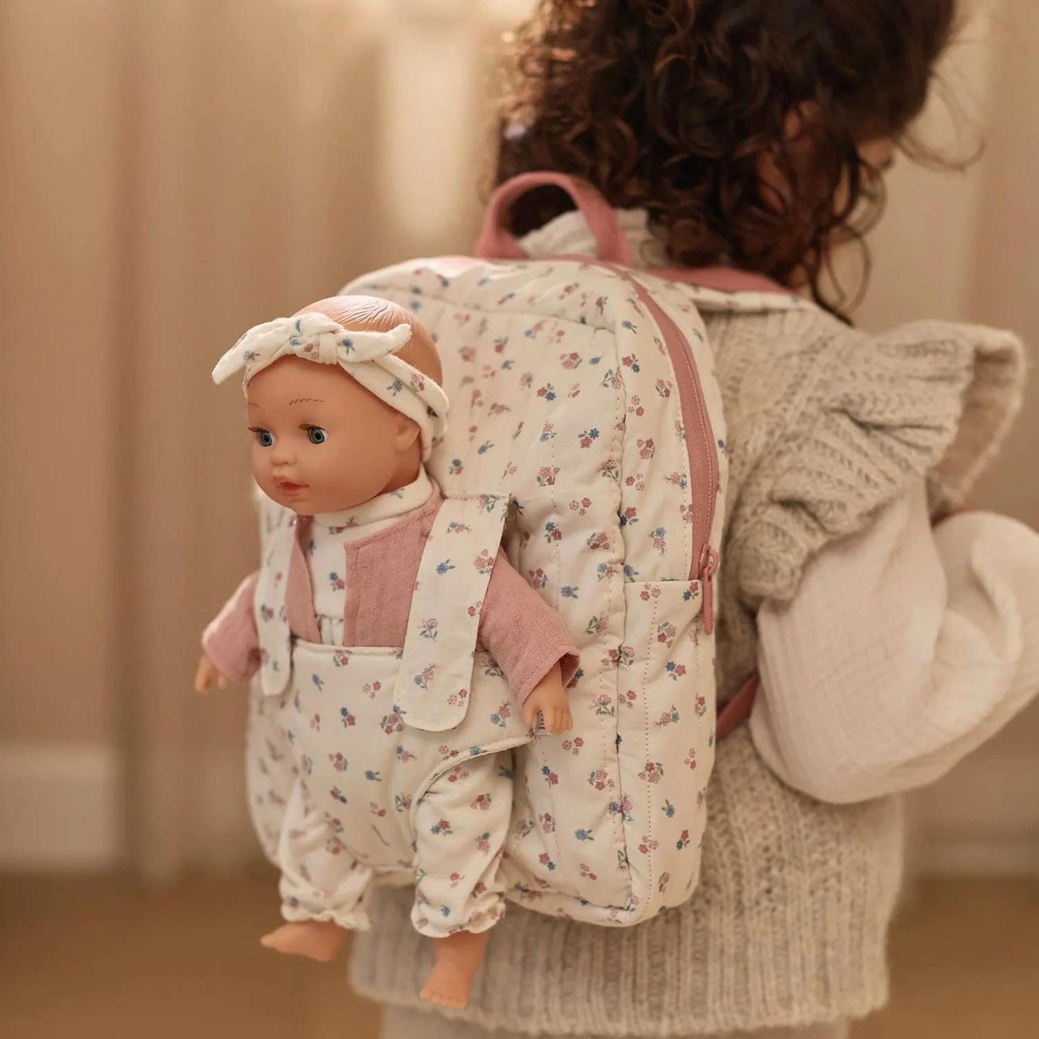 Puppenrucksack 2-in-1 - Essentials rosa/weiß