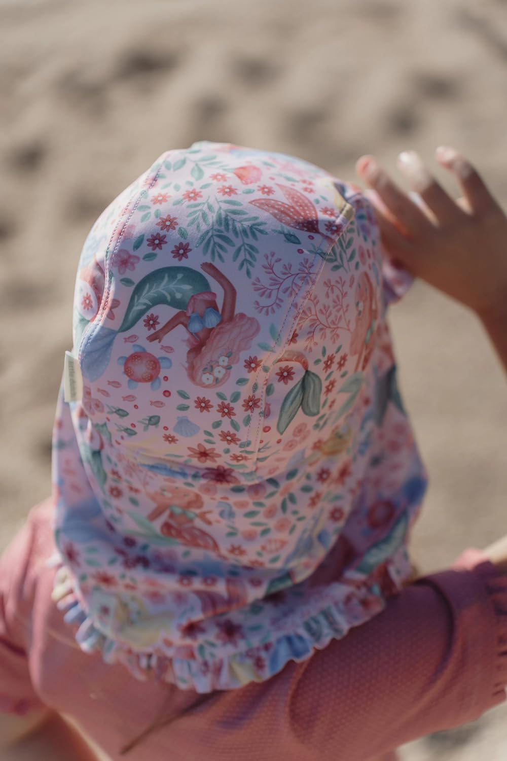 Sonnenhut mit Nackenschutz - Dreamy Mermaid rosa (Gr. 1-2 Jahre)