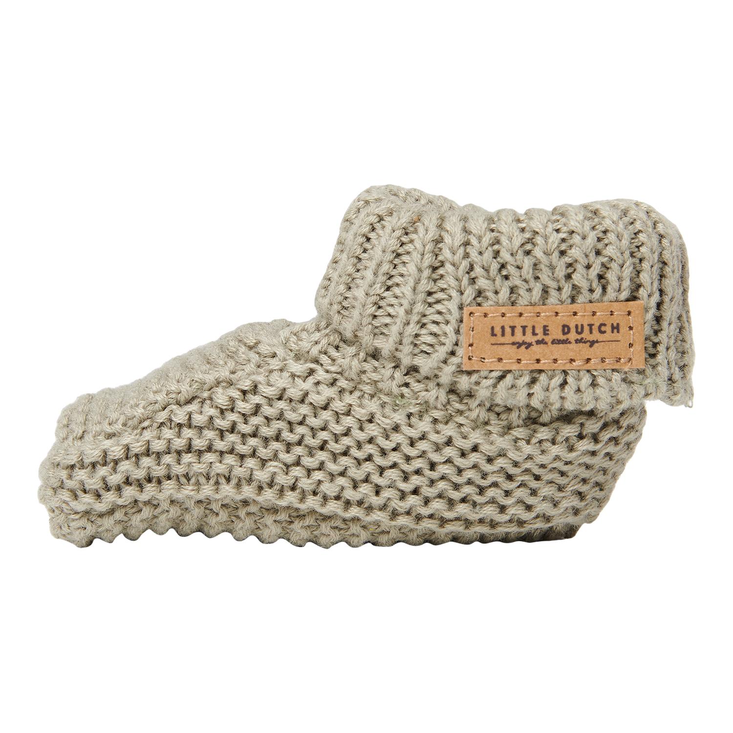 Babyschuhe Strick olive (Gr. 2 / 6-12 Monate)