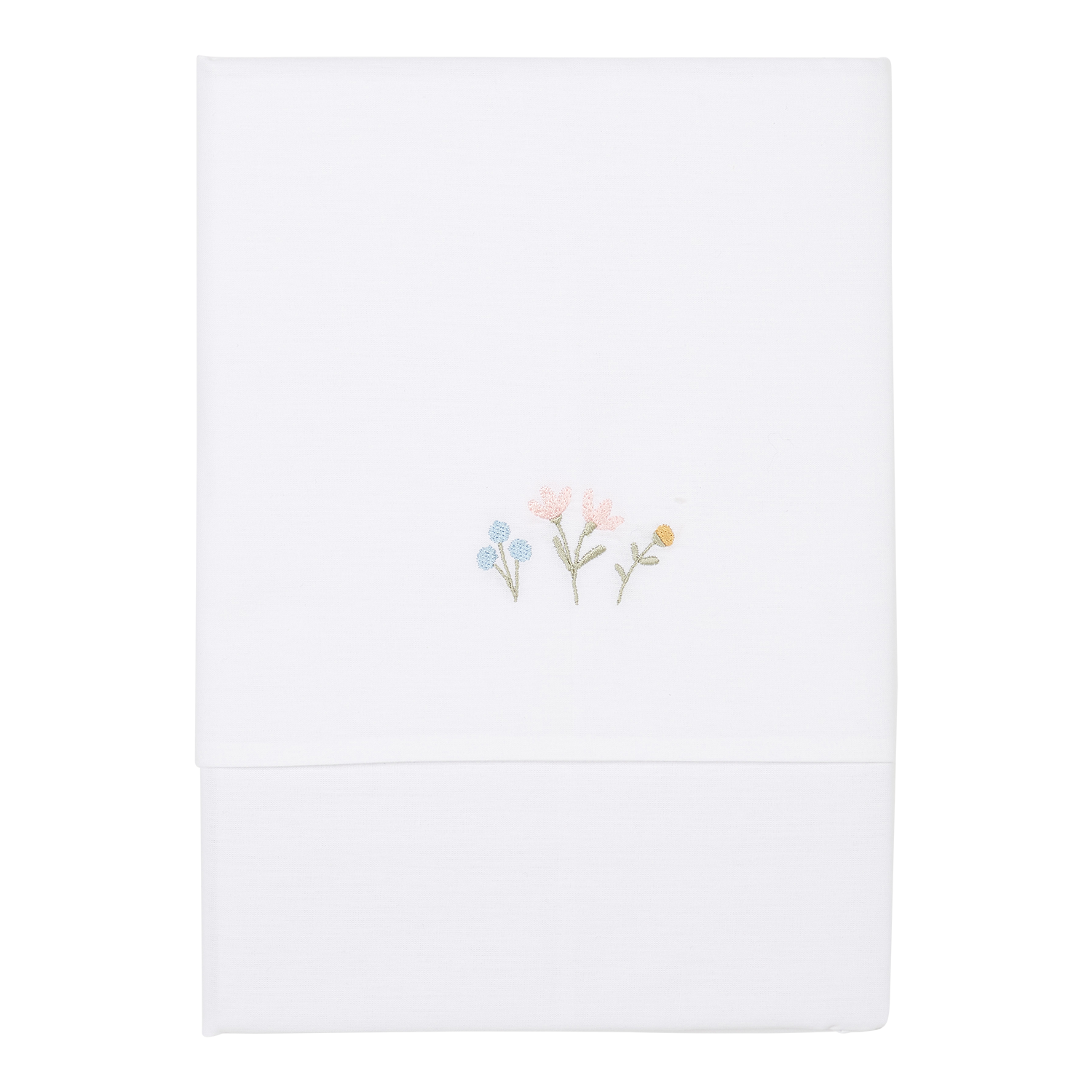 Babybettlaken Wiegenlaken bestickt Little Flowers & Butterflies / Blumen & Schmetterlinge (70x100 cm)