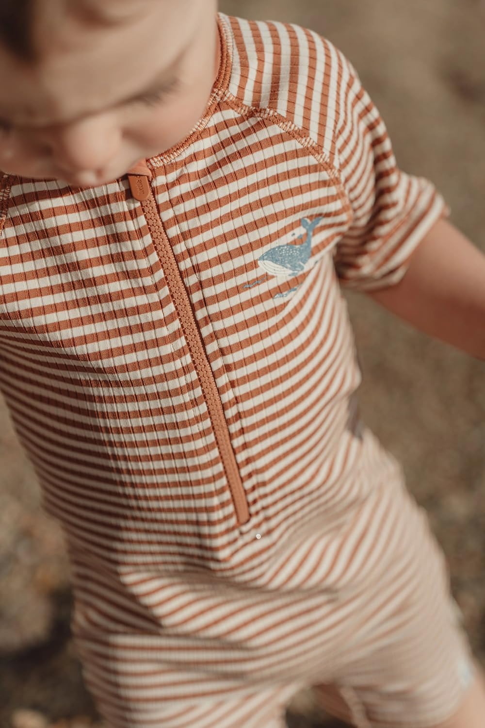 Schwimmanzug kurzarm - Ocean Brown Stripes braun / weiß (Gr. 98/104)