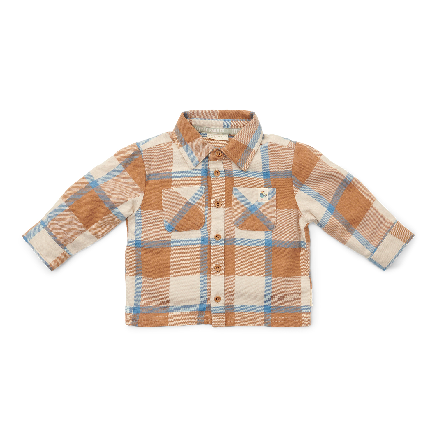 Überhemd kariert - Little Farm blau / orange (Gr. 74) Überhemd kariert - Little Farm blau / orange (Gr. 74)