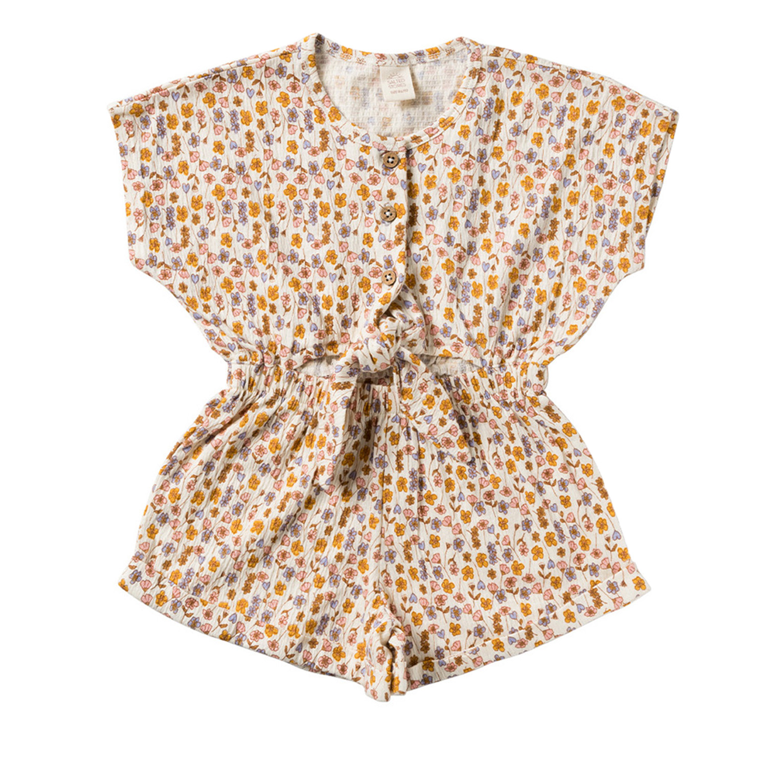 Jumpsuit kurzarm - Flower Bud / Shortbread (Gr. 86/92)