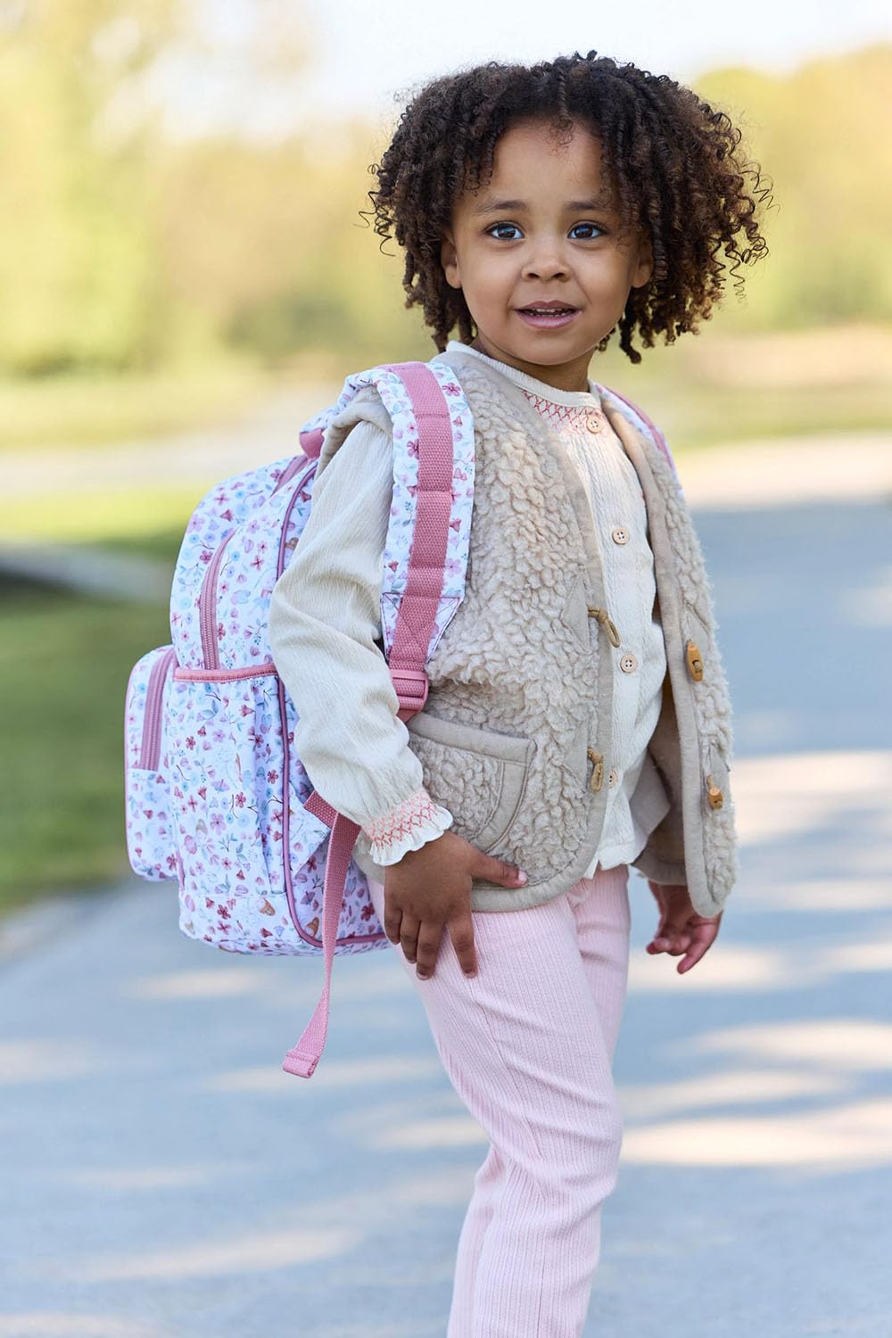Kinderrucksack groß - Fairy Garden weiß / rosa