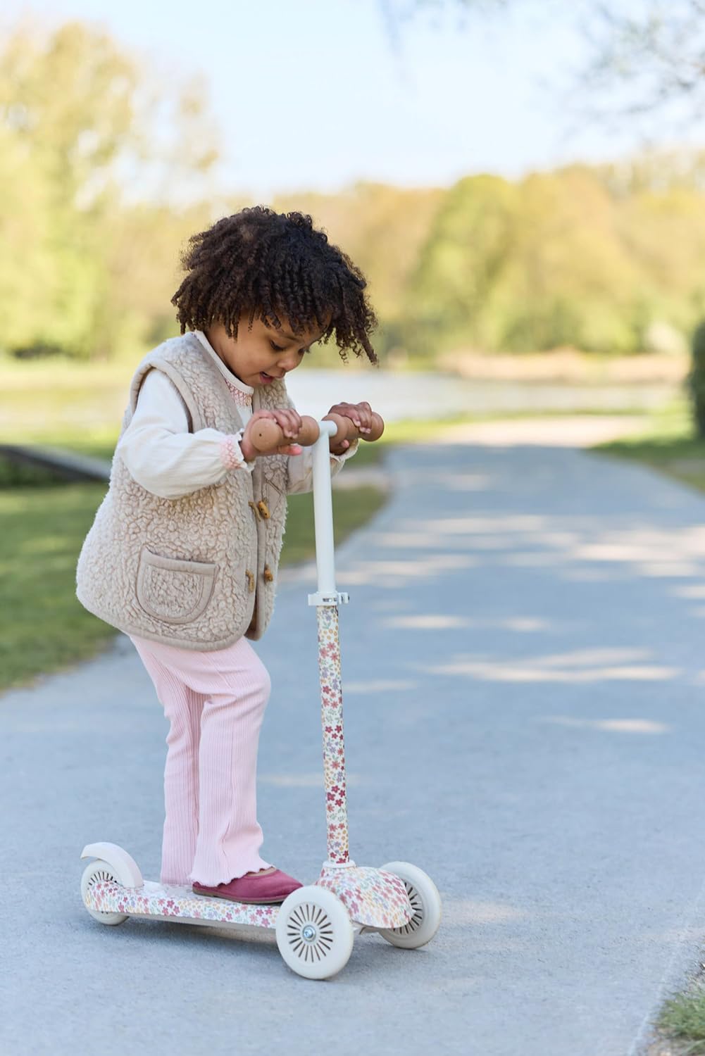 Kinderroller / Tretroller - Sunny Flower weiß