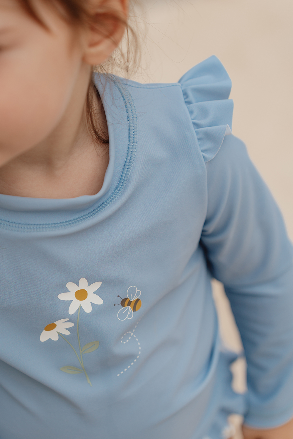Schwimmshirt mit Rüschen langarm Daisies dunkelblau (Gr. 98/104)