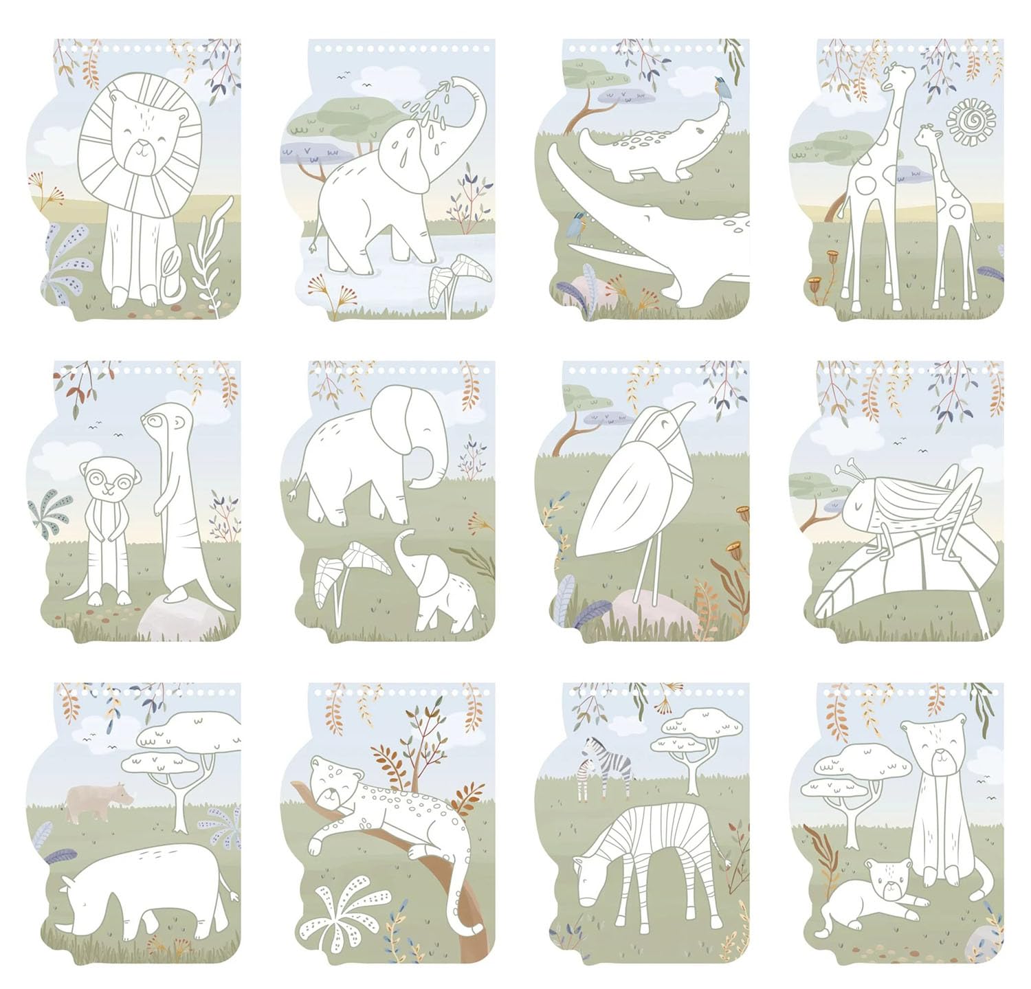 Malbuch / Colouring Book Löwe - Safari Friends grün