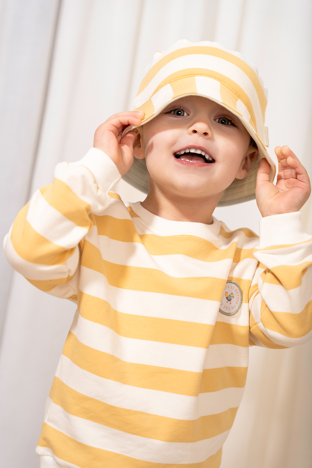 Long Sleeve Shirt / Pullover Sunny Yellow Stripes - Little Farm gelb / weiß (Gr. 86)