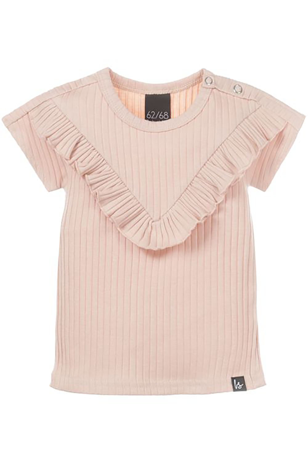 T-Shirt mit Rüschen Rippe rose (Gr. 50/56) T-Shirt mit Rüschen Rippe rose (Gr. 50/56)