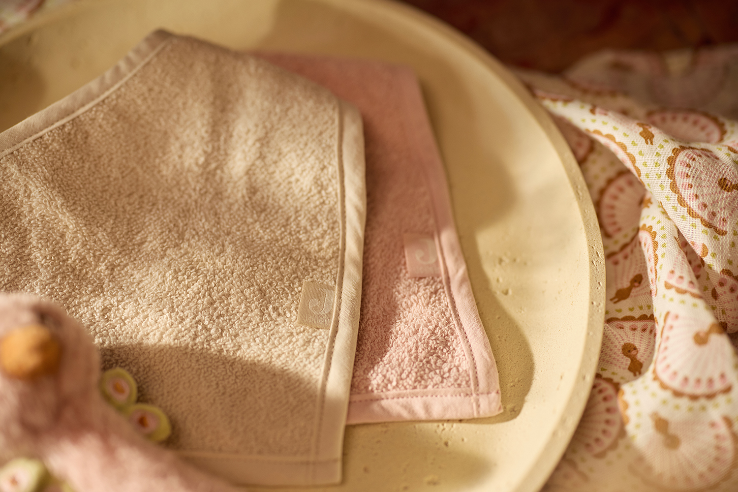 Bandana Lätzchen Halstuch 2er Set Frottee - Silk Rose / Sand - rosa / beige