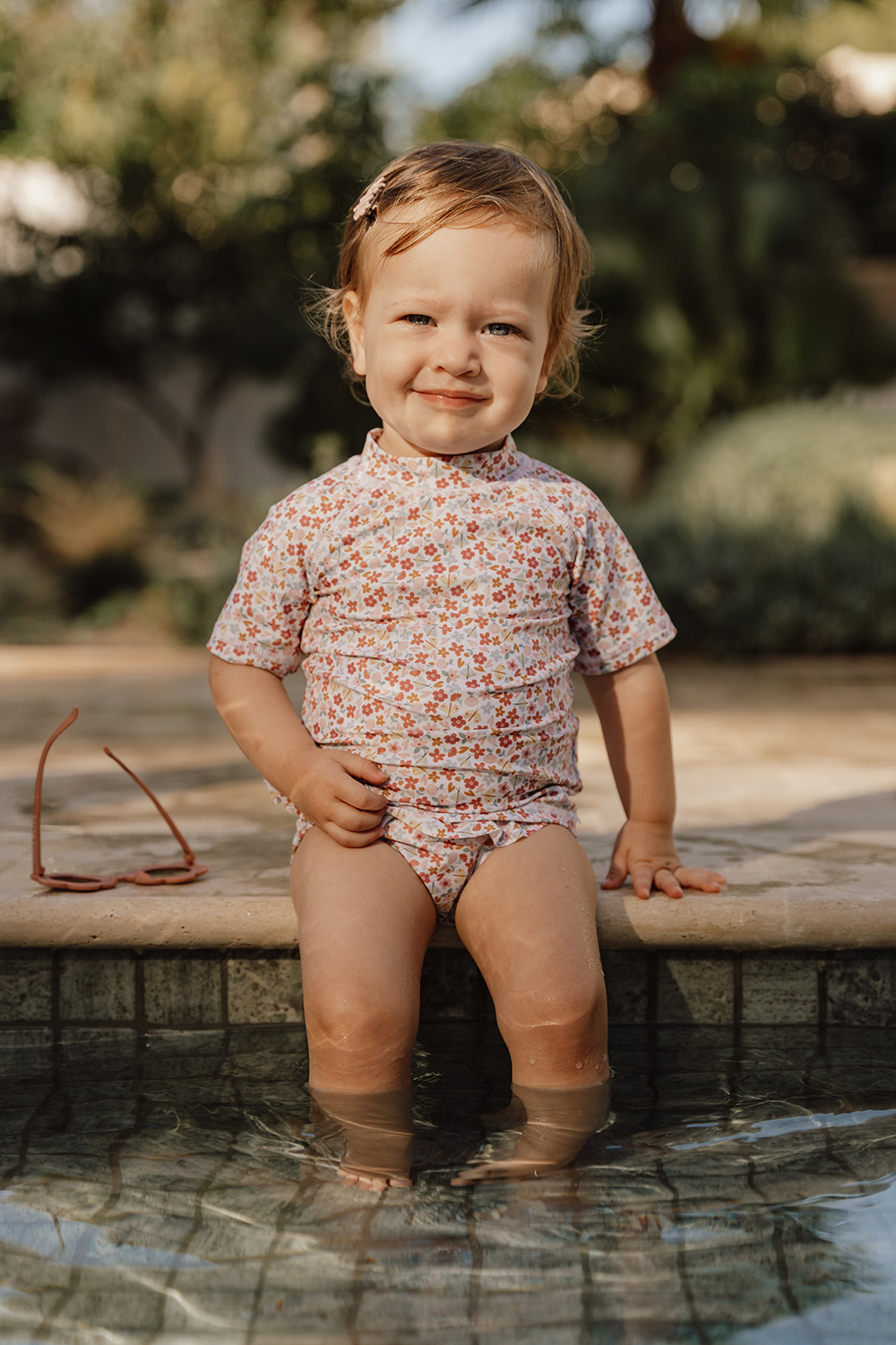 Schwimmshirt kurzarm Summer Flowers weiß (Gr. 98/104)