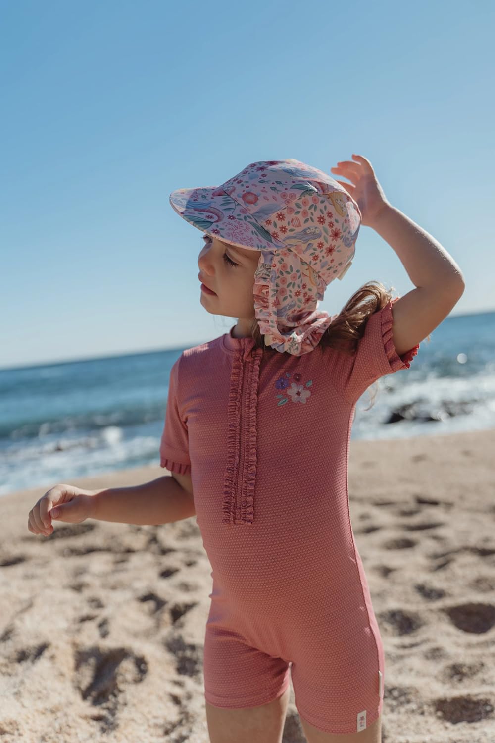 Sonnenhut mit Nackenschutz - Dreamy Mermaid rosa (Gr. 3-4 Jahre)