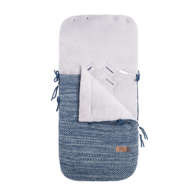 Fußsack mit Teddyfutter für Babyschale River blau grau