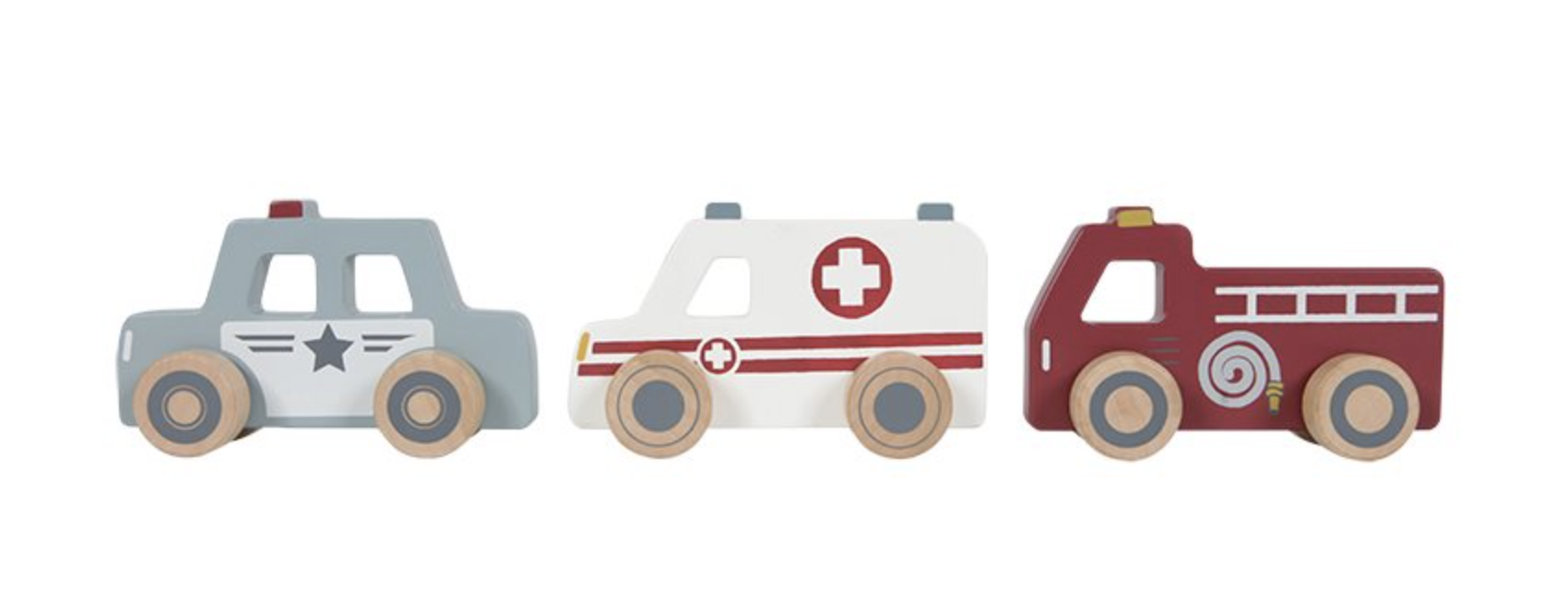 Holz Einsatzfahrzeuge Spielzeugautos (3 Stück) Krankenwagen, Polizei & Feuerwehr Holz Einsatzfahrzeuge Spielzeugautos (3 Stück) Krankenwagen, Polizei & Feuerwehr