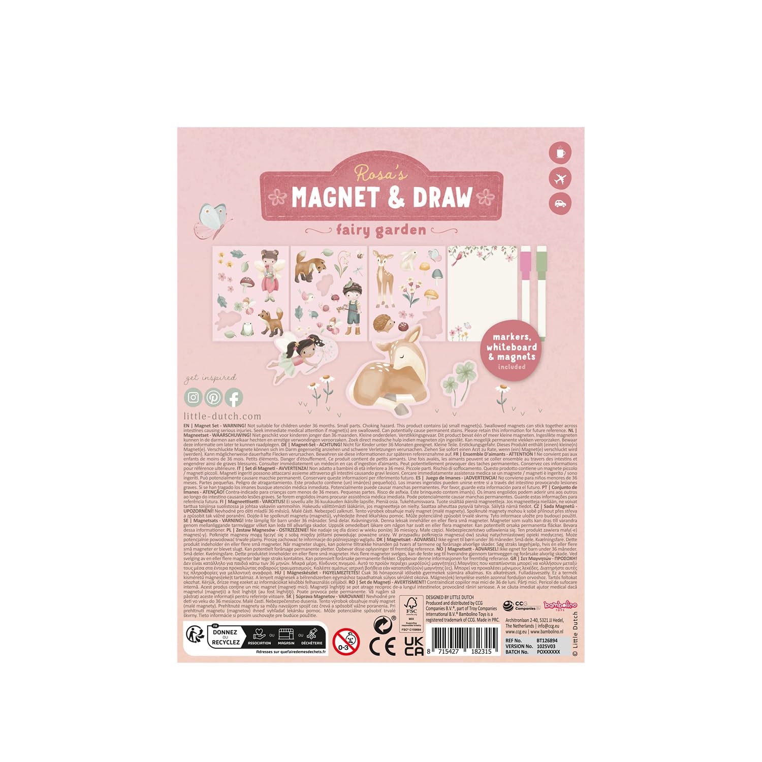 Magnetische Spielbox / Spielbuch - Fairy Garden rosa