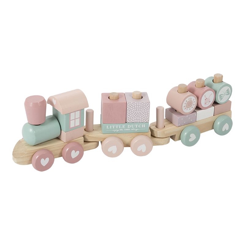 Holz Zug Eisenbahn mit Steckformen Adventure rosa