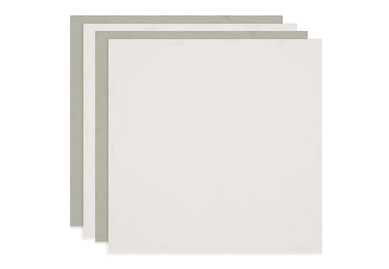 Mulltücher 4er Set - Musselin olive / ivory (70x70 cm)
