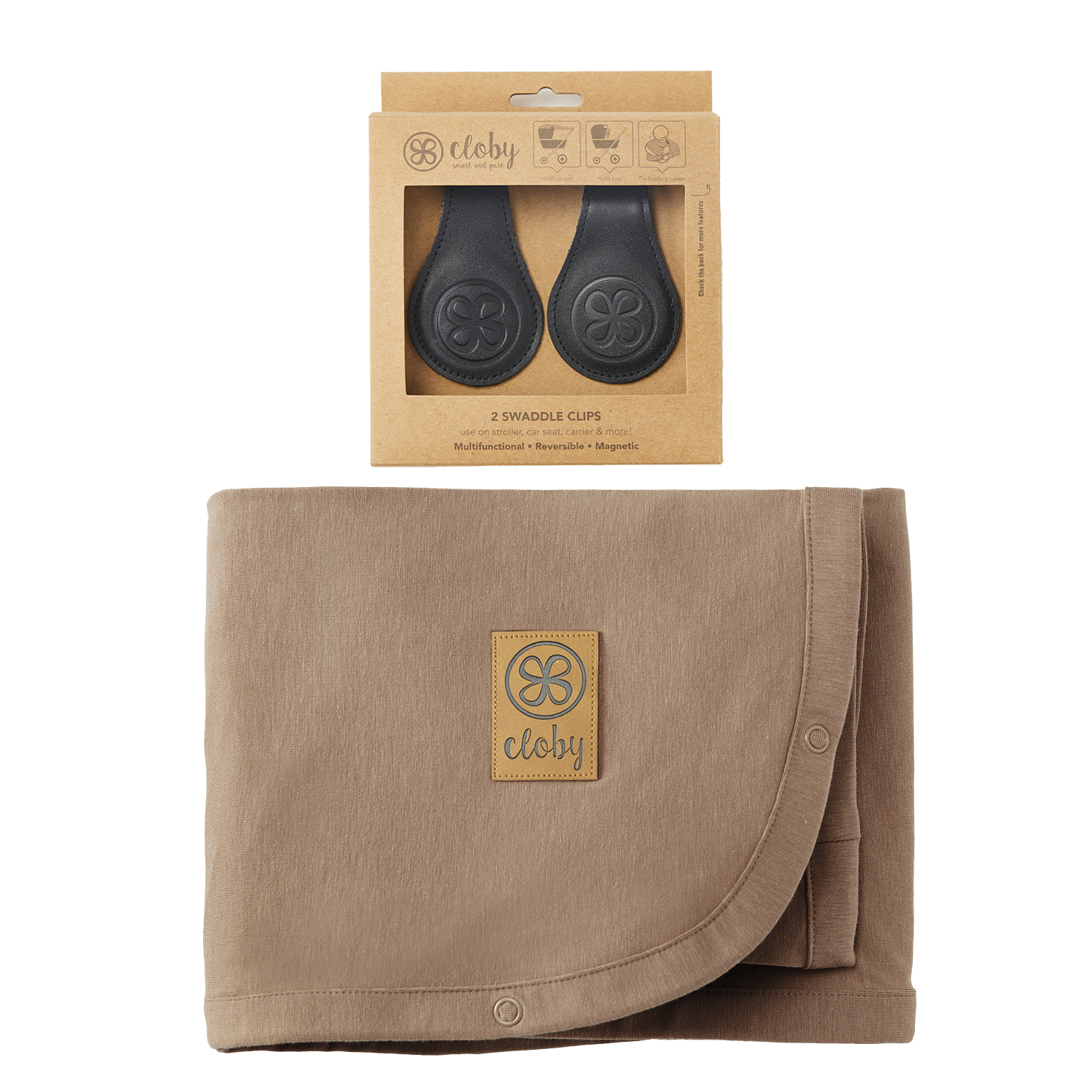Set UV-Schutz-Decke Peanut Brown und magnetische Clips schwarz