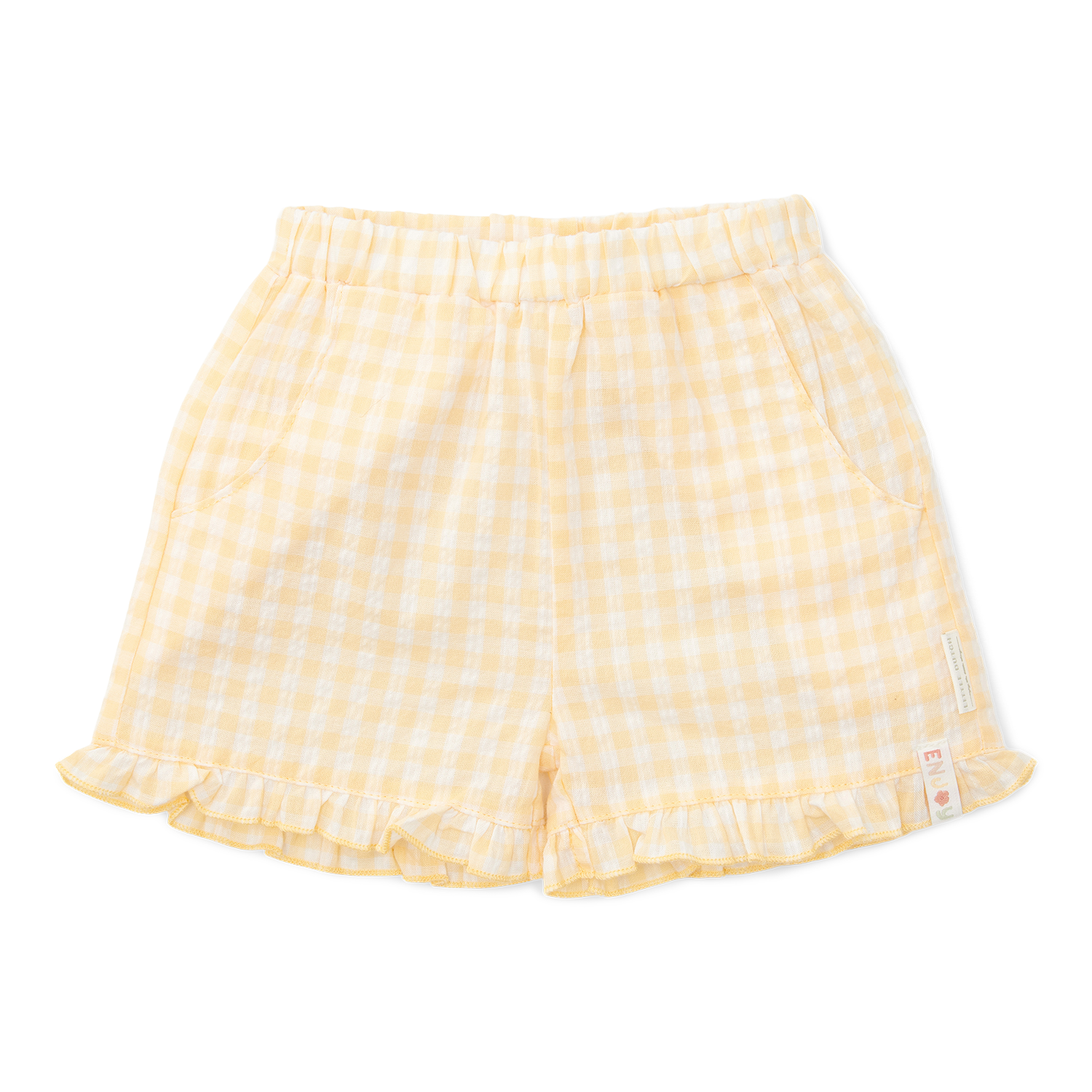 Kurze Hose / Shorts mit Rüschen Sunshine Checks - Little Farm gelb (Gr. 80)