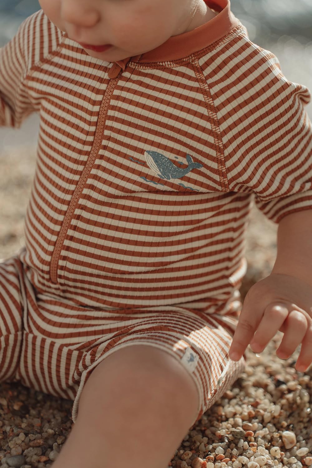 Schwimmanzug kurzarm - Ocean Brown Stripes braun / weiß (Gr. 74/80)