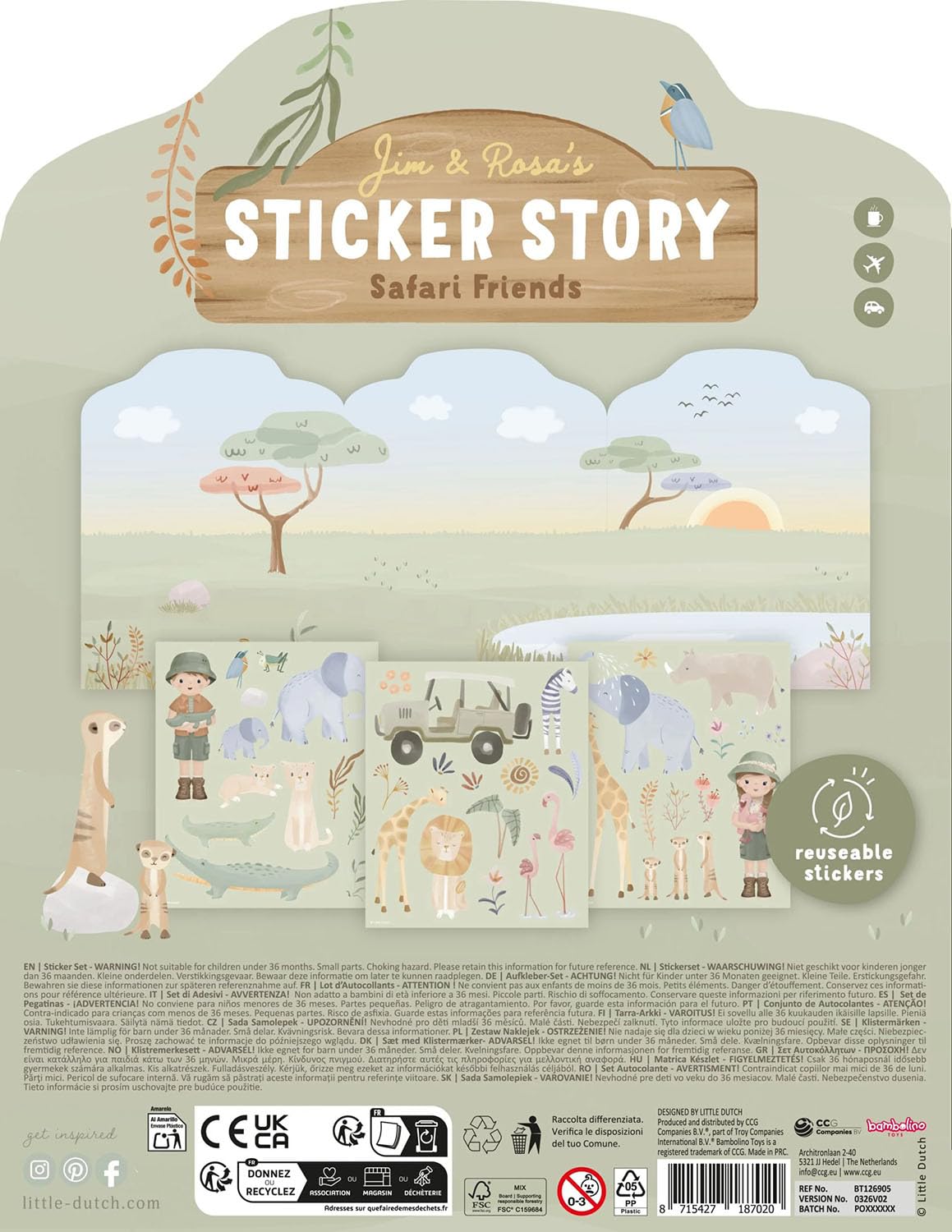 Aufkleber-/ Stickerset Sticker Story wiederverwendbar - Safari Friends