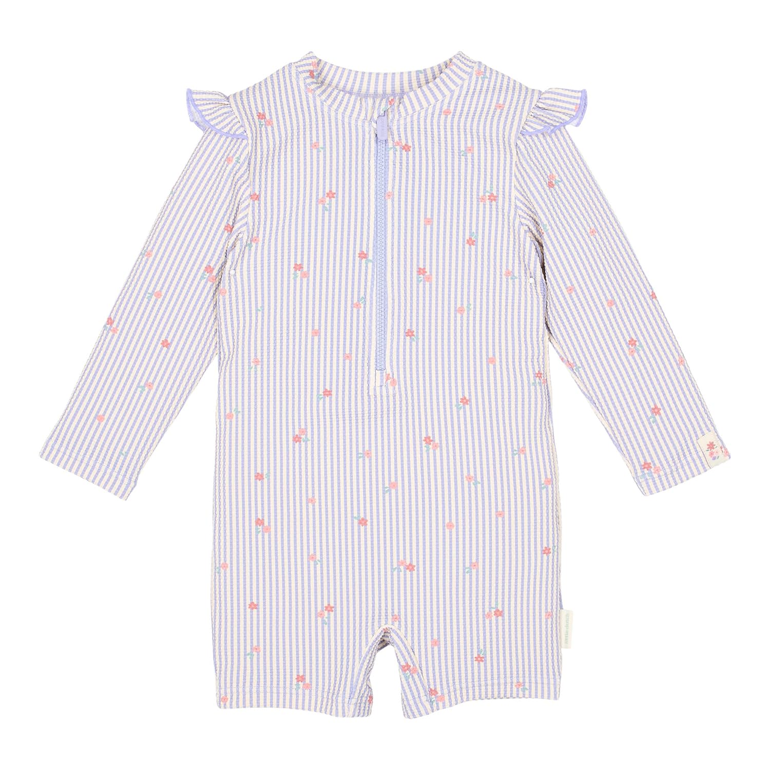 Schwimmanzug mit Rüschen langarm - Dreamy Stripes lila / weiß (Gr. 86/92)