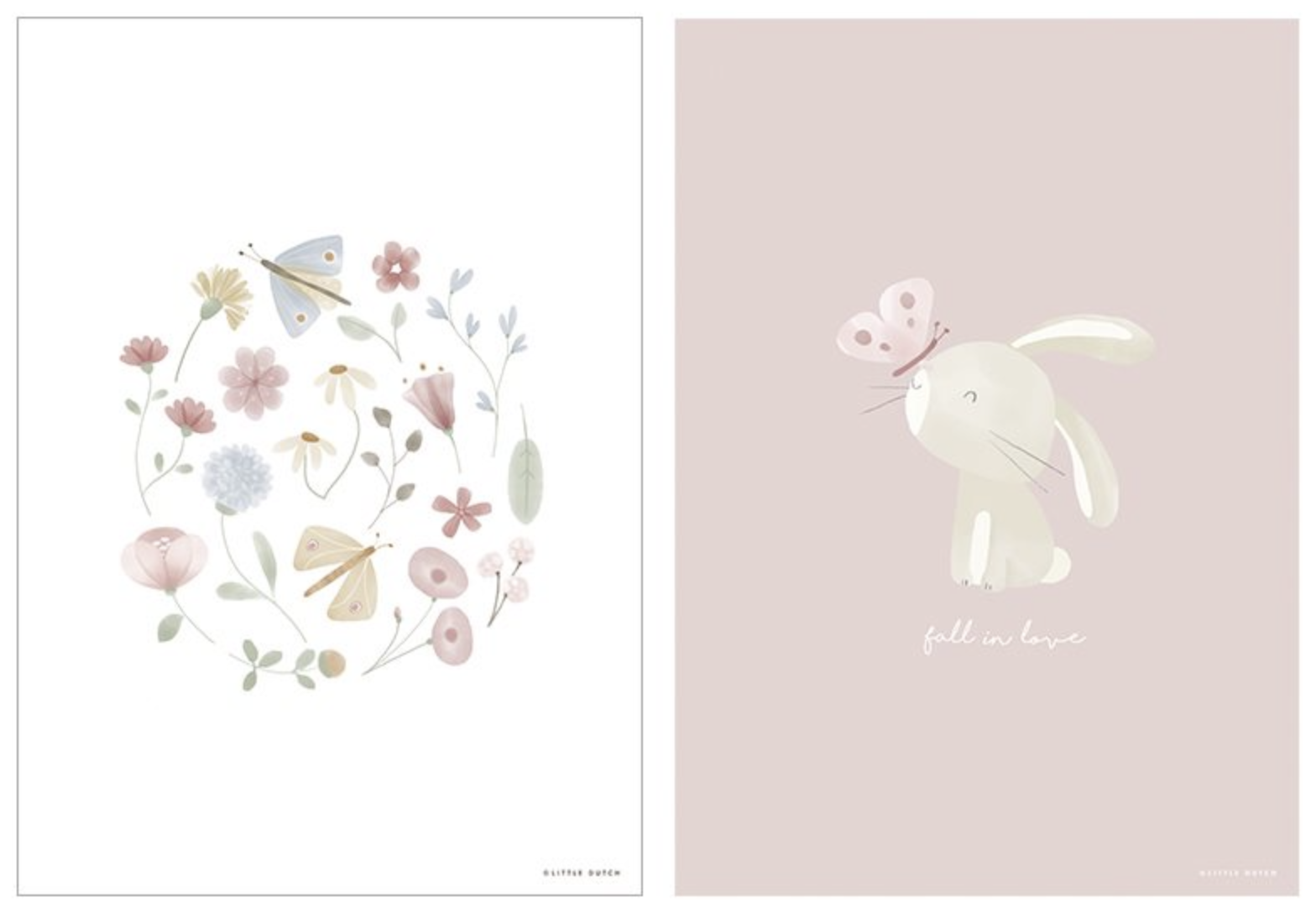 Poster A3 2-seitig Flowers & Butterflies / Blumen & Schmetterlinge