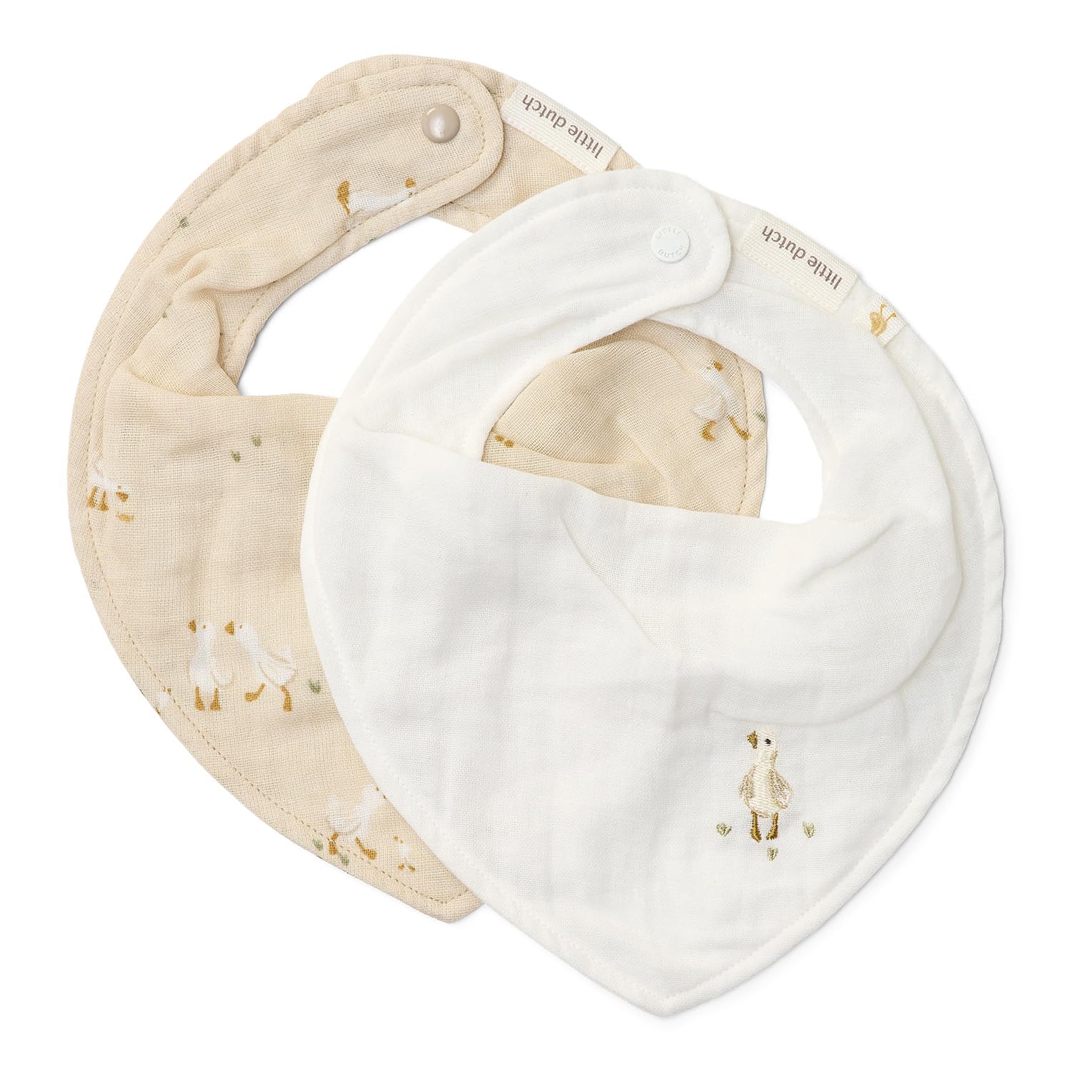 Bandana Lätzchen Halstuch 2er Set Little Goose - Newborn Naturals beige / weiß
