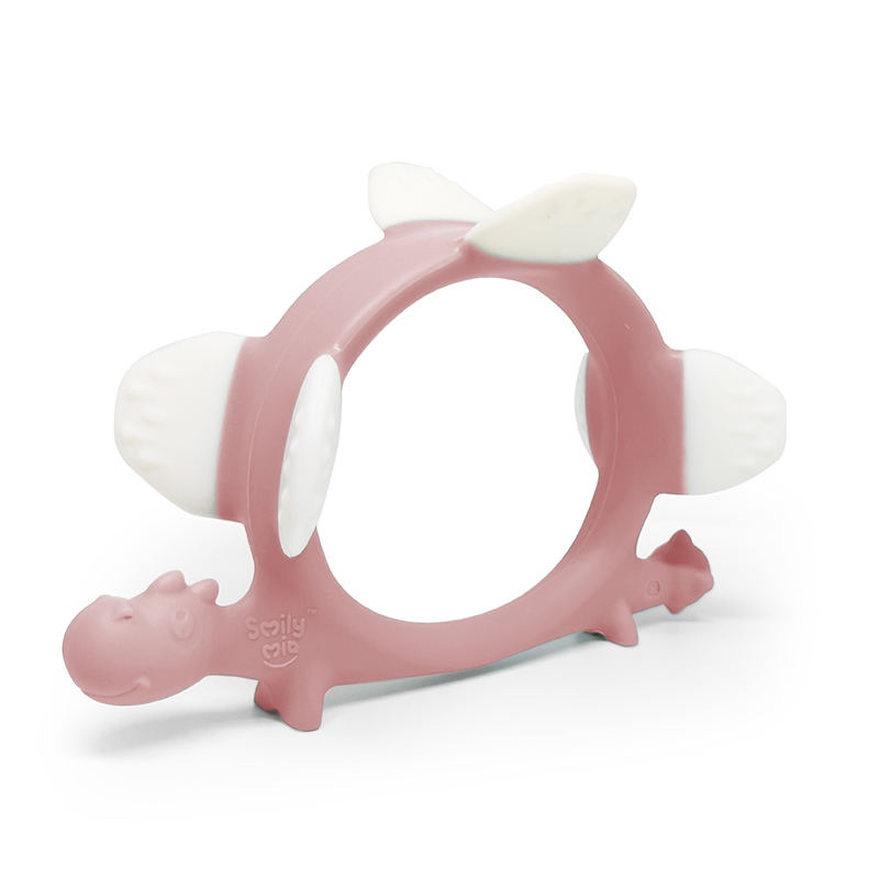 Beißring Silikon Dinosaurier rosa