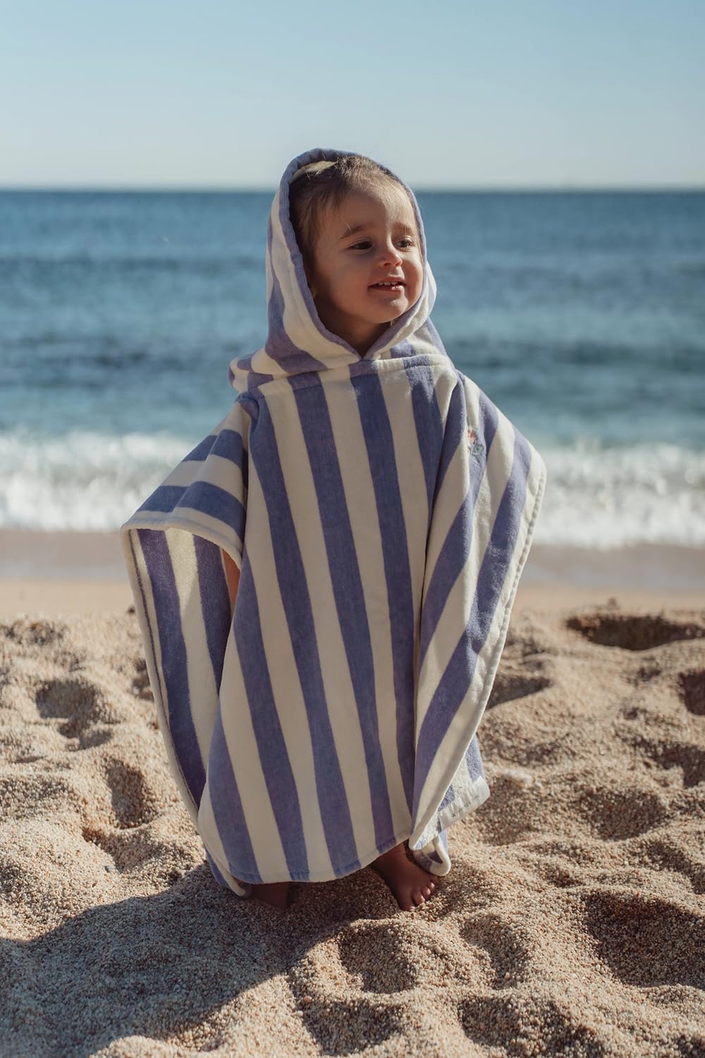 Badeponcho / Strandponcho - Dreamy Purple Stripe lila / weiß